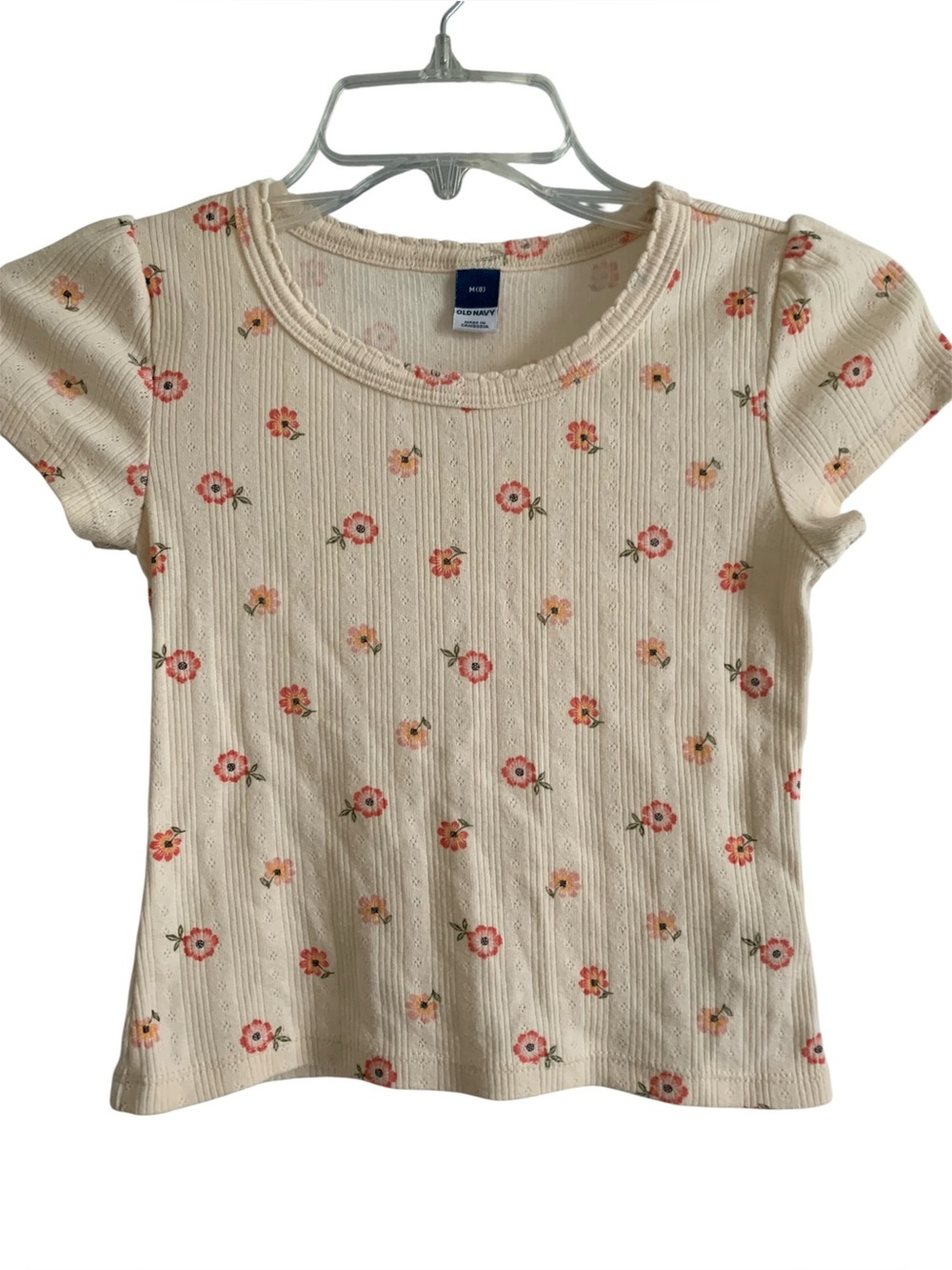 Old Navy Girls Size 8 ivory floral tee shirt flowers summer activewear